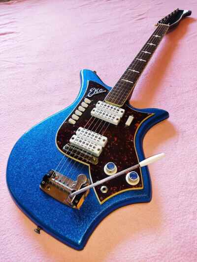 Rare, 1963, Vintage Eko 700 4V-4 Electric, Blue Sparkle Guitar - Excellent Cond