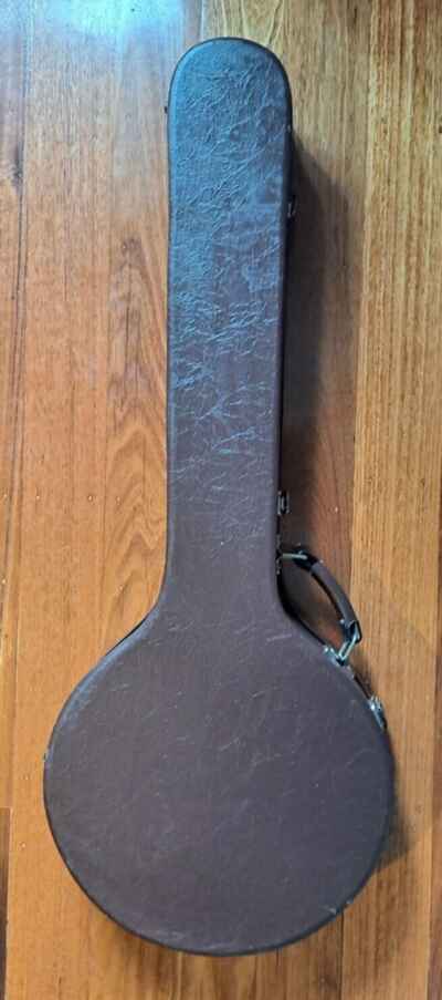 Vintage George Washburn Brown Leather Banjo Hard Guitar Case 1950s 60s