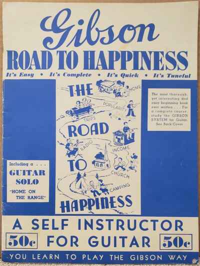 RARE 1936 GIBSON "ROAD TO HAPPINESS" SELF INSTRUCTOR BOOK FOR GUITAR LESSONS