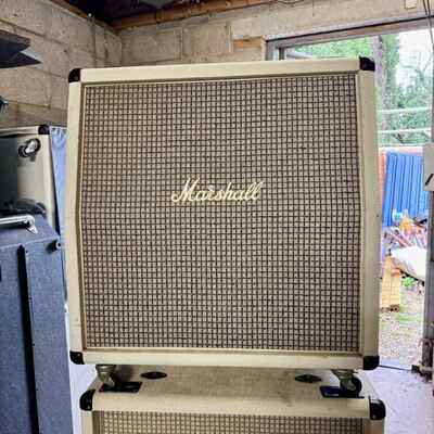 Vintage 1980s Marshall JCM800 White 4x12 Slant Guitar Amplifier Cabinet G12T-75
