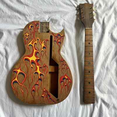 1950s Painted Custom Hollow Electric Guitar Body & Neck