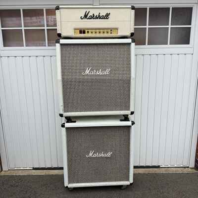 Vintage 1977 Marshall MK2 Master Model 100w Lead Orig White 2203 Amplifier Stack