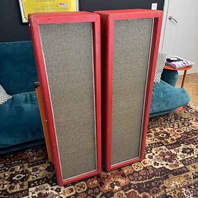 Vintage 1960s Marshall 4x10 Custom Red Guitar Amplifier Speaker Columns *EMPTY*
