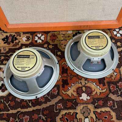 Pair 2x Vintage 1974 Celestion Creamback G12M 25w 16ohm T1221 12" Speaker 1970s*