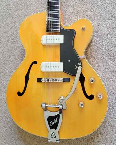 Guild X-175B Manhattan Hollow Body Electric Guitar, Blonde Finish, HS Case