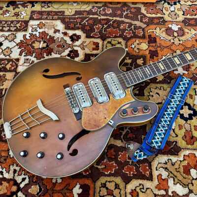 Vintage 1960s Harmony H77 USA Hollow Gold Foil Electric Guitar w /  Strap *Hessys*