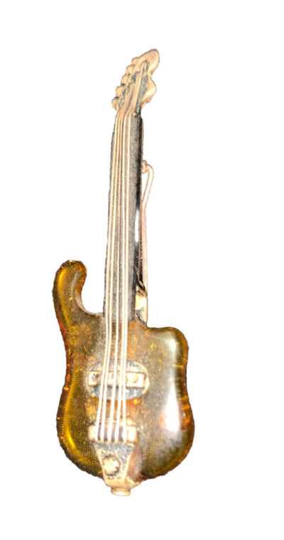 Amber And 925 Sterling Fender Stratocaster Guitar Pin Vintage