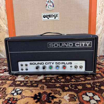 Vintage 1970s Sound City 50 Plus B50 Bass Valve Amplifier Head Dallas Arbiter