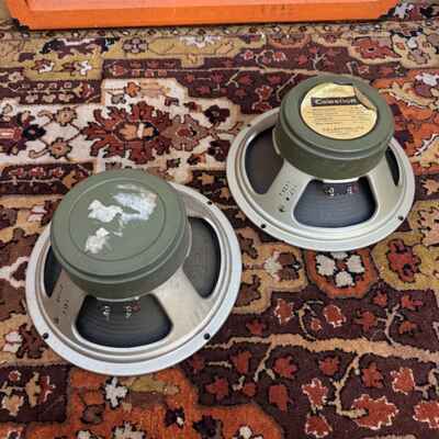 Pair 2x Vintage 1970 Celestion Greenback G12H 30w 16ohm 75hZ T1217 12" Speakers