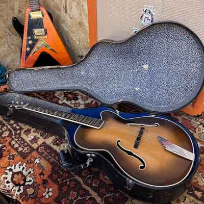 Vintage 1953 Hofner President *1st Year* Brunette Acoustic Archtop Guitar w OHSC