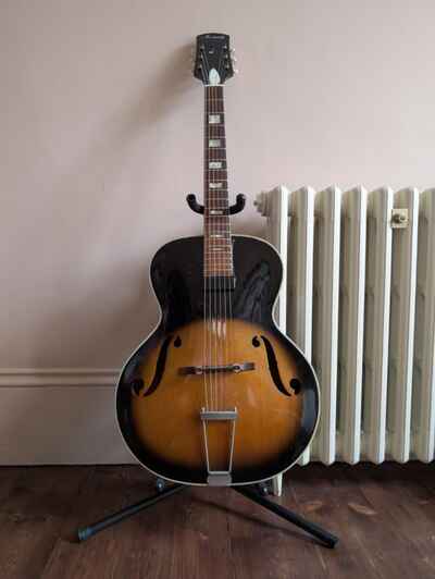 Harmony 1950s Monterey 6 string archtop guitar, in tobacco sunburst