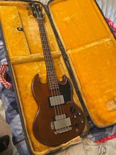 1972 Vintage Gibson Bass Guitar-Cherry / Brown-Good Condition-Small Amp Included