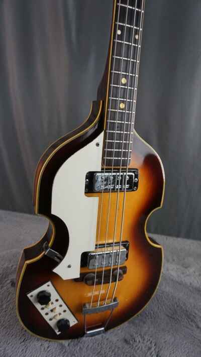 Greco Violin Bass 1960s - Sunburst Semi-Hollow Lefty