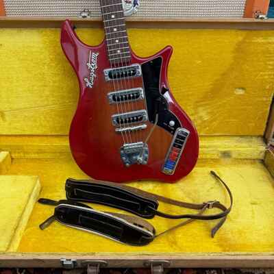 Vintage 1960s Hagstrom Corvette Swedish Sunburst Red Electric Guitar OHSC Straps