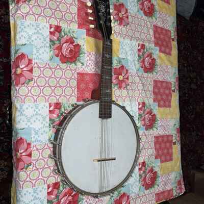 Vintage Banjolin Mandolin Banjo Unknown Maker Beautiful Inlays
