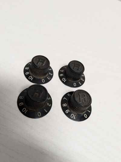 Vintage Randall Guitar Amp Amplifier Knob 1970s 1980s Black R Logo RG Set Of 4