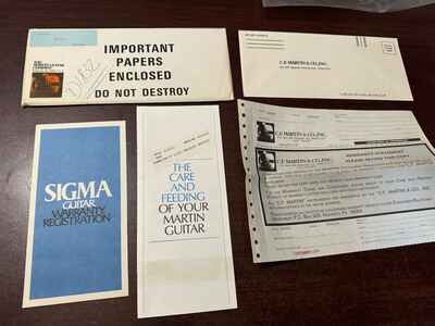 Vintage 1980s Martin D1832 Sigma Guitar Owner Manual Warranty Case Candy