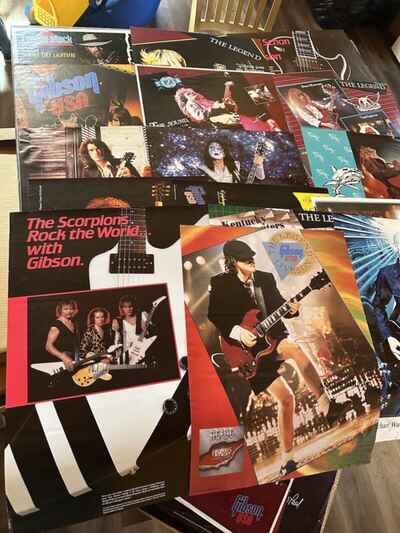 19 Vintage 1980s-1990s Gibson Guitar Store Promo Posters AC DC Guns N Roses Kiss