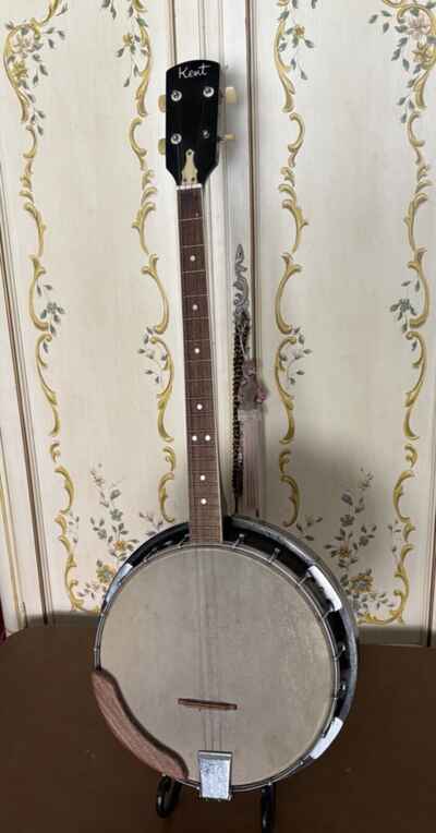 Vintage Kent 4 String Banjo And Display Stand Missing A String