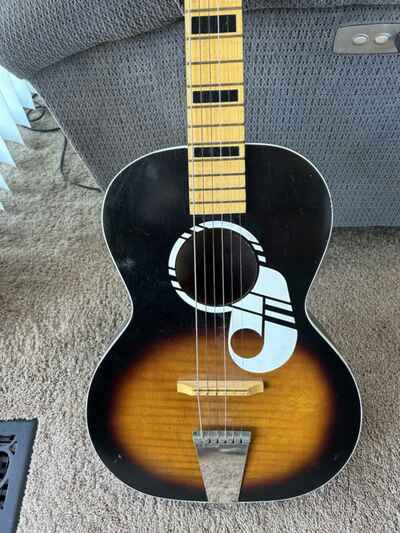 Vintage Kay Old Kraftsman 6 String Acoustic Parlor Guitar Tobacco Burst 1960