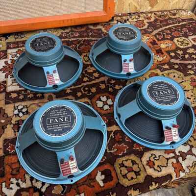 Matched Quad Vintage 1971 Fane 122 / 10a 20w 15ohms 12" Speakers *1970s* Repairs