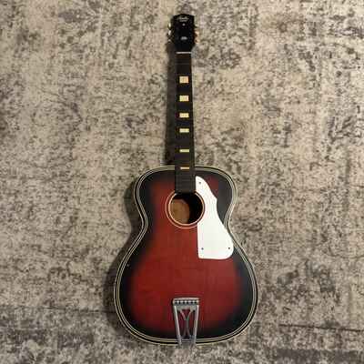 Vintage Stella Harmony Red Black Steel Reinforced Neck 6 String Acoustic Guitar