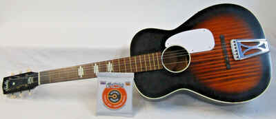 1964 Stella Harmony Parlor Guitar  ~  Orig. Chipboard Gator Skin Case New Strings