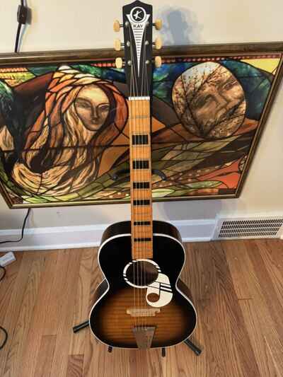 60s Vintage KAY Note Parlor Guitar Acoustic Guitar-Restored And Is A PLAYER!