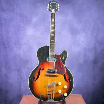 Vintage Harmony 1960s H70 Meteor Airline Sunburst Hollowbody Electric Guitar