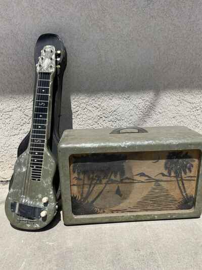 Rare Pair-  Dickerson Lap Steel and Amp Green Pearloid Very Good