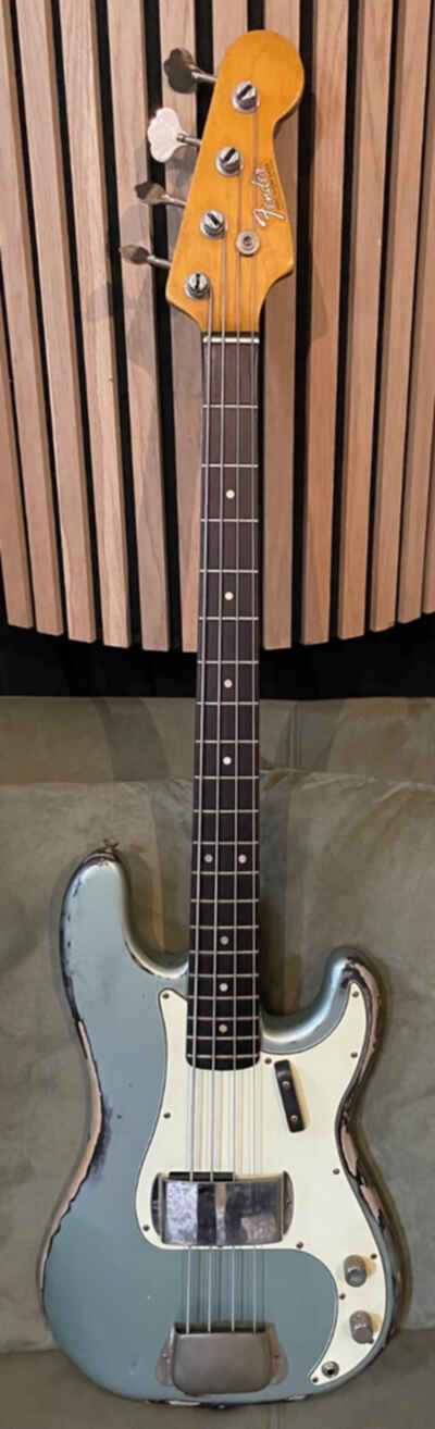 1966 Fender Precision Bass Relic Refin Ice Blue Metallic over orig sunburst