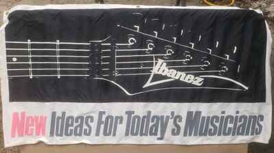 Vtg RARE LARGE Ibanez Guitar cloth fabric banner flag paul stanley 51X26