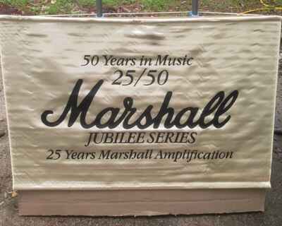 Vtg RARE Marshall Amplifiers silk cloth fabric banner LARGE