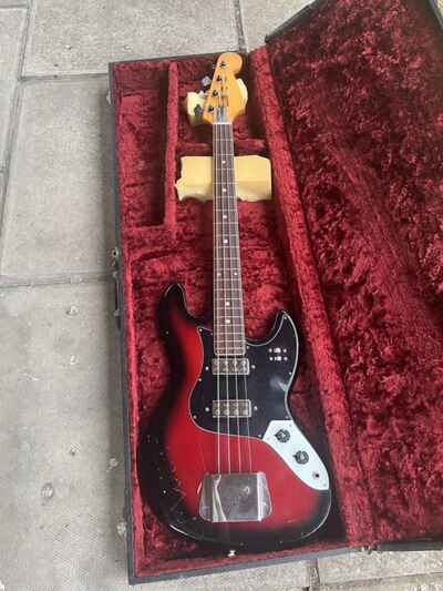 Vintage 1970s Short Scale Jazz Bass Guitar Made In Japan Teisco ? With Case