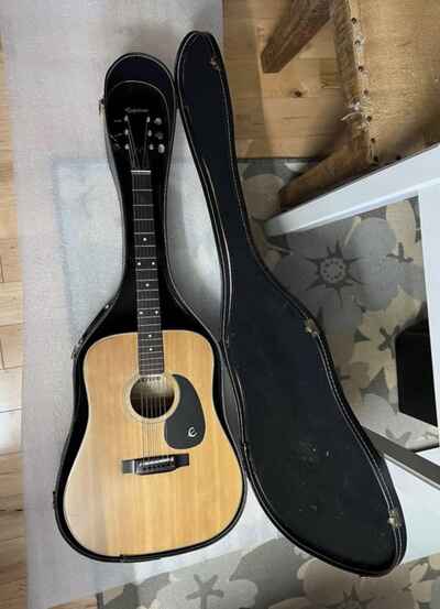 Epiphone FT-145 Texan Made in Japan Vintage Acoustic Guitar with Case Plays Well