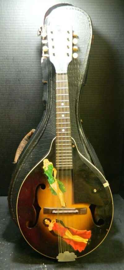 Antique Gibson Kalamazoo A1 Archtop Mandolin w / f Holes & Original Case Very Good