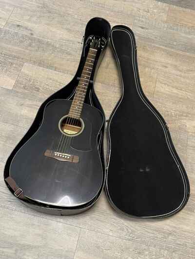 Vintage Aria Acoustic AW-75 BSB Guitar Black With Case