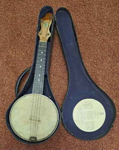 Vintage Banjo Ukelele With Hard Case John Grey & Sons London
