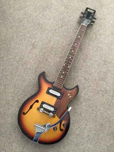 Vintage 1970s Teisco Audition 7003 slim hollow body guitar Suburst with tremelo