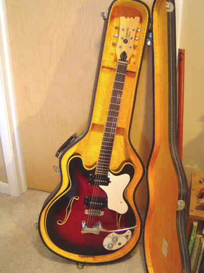 1967 Mosrite Celebrity II w / OHSC-Rare Color-Red / Black Sunburst---EXCELLENT!!