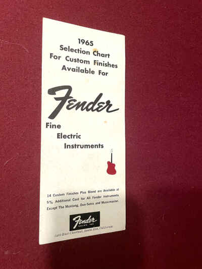 Fender Guitar Custom Color Selection Chart 1965 Original Case Candy