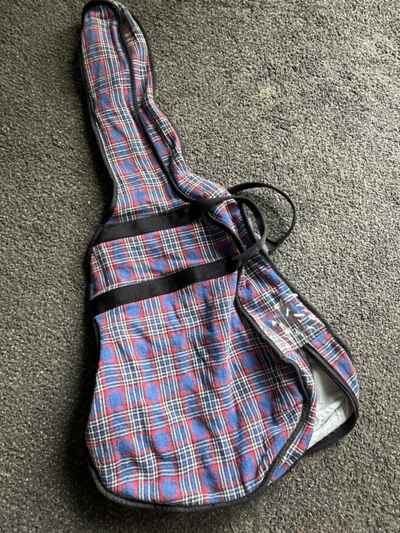Vintage 60s 70s Guitar Carrying Case Plaid Cloth Double Handles Ultra Mod MCM