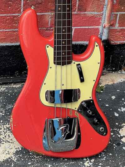 1964 Fender Jazz Bass Fiesta Red the rarest form Greengard & Clay Dot Madness !