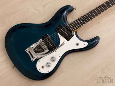 1965 Mosrite Ventures Model Vintage Electric Guitar, Ink Blue w /  Case & Strap
