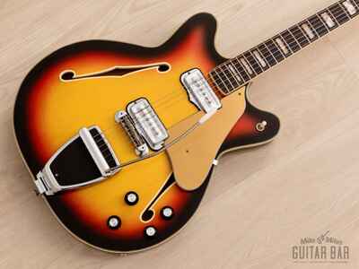1967 Fender Coronado II Vintage Hollowbody Guitar Sunburst, Mint w /  Case, Tags
