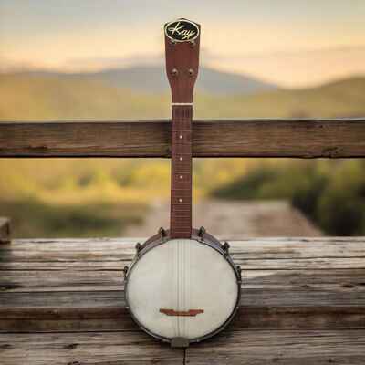 Kay K-5 Banjolele Soprano Banjo Ukulele 4 String Gold Label Made in 1957 Chicago