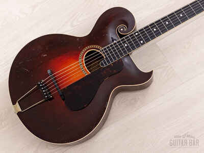 1920s Gibson Style O Vintage Scroll Body Round Soundhole Archtop w /  Case