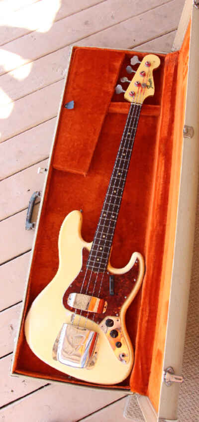 1964 Fender Jazz Bass Custom Color White w /  Matching Headstock Amazing Tone