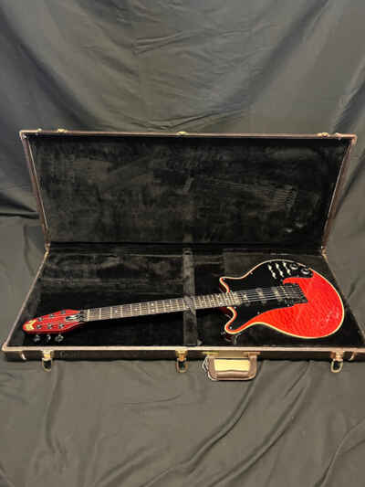 1985 Guild USA Brian May Signature Guitar Red Quilt Top W / OHSC Hand Signed!