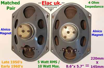 4 Ohm ELAC UK  Alnico 2 x  loud Speaker 5W Selmer Watkins WEM guitar Valve amp